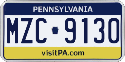 PA license plate MZC9130