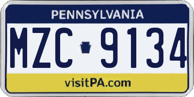 PA license plate MZC9134