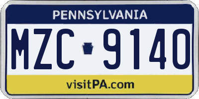 PA license plate MZC9140