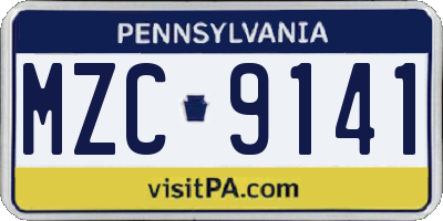 PA license plate MZC9141