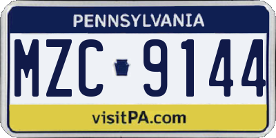 PA license plate MZC9144