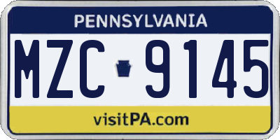 PA license plate MZC9145