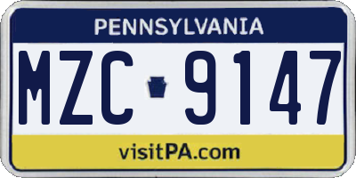 PA license plate MZC9147