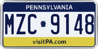 PA license plate MZC9148