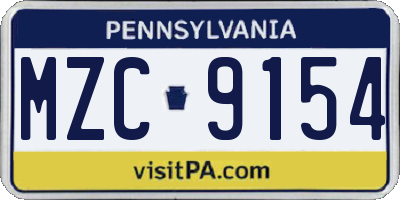 PA license plate MZC9154