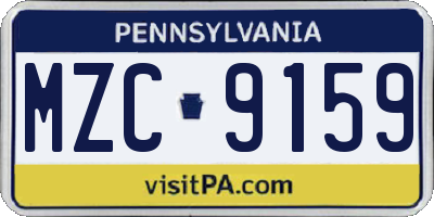 PA license plate MZC9159