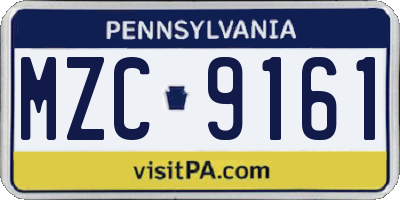 PA license plate MZC9161