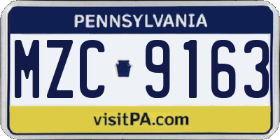 PA license plate MZC9163
