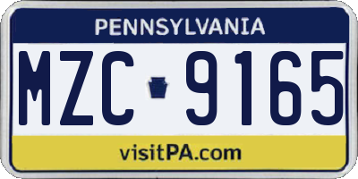PA license plate MZC9165