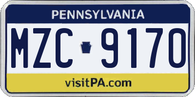 PA license plate MZC9170