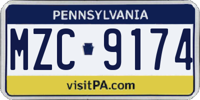 PA license plate MZC9174