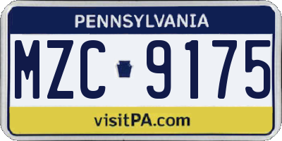 PA license plate MZC9175