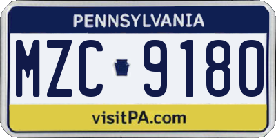 PA license plate MZC9180