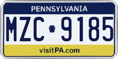 PA license plate MZC9185