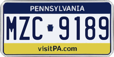 PA license plate MZC9189