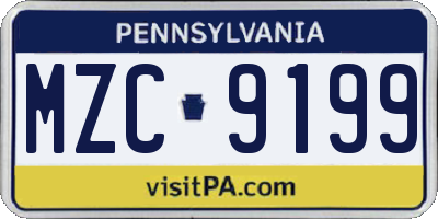 PA license plate MZC9199