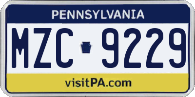 PA license plate MZC9229