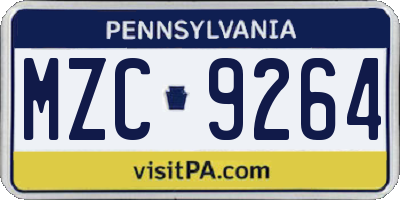 PA license plate MZC9264