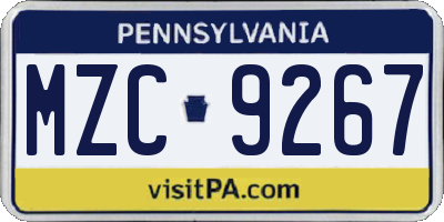 PA license plate MZC9267