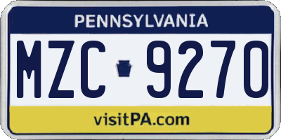 PA license plate MZC9270