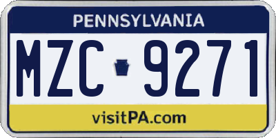 PA license plate MZC9271