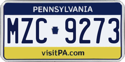 PA license plate MZC9273