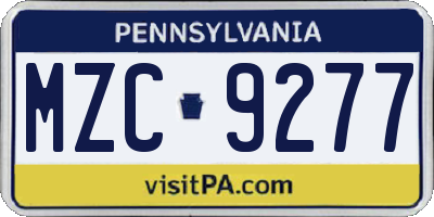 PA license plate MZC9277