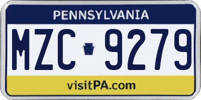 PA license plate MZC9279