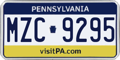 PA license plate MZC9295
