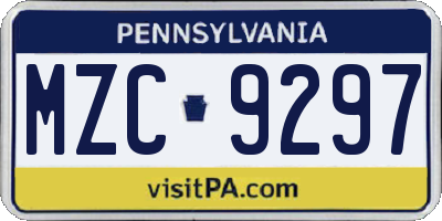 PA license plate MZC9297