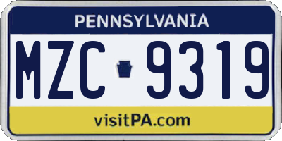 PA license plate MZC9319