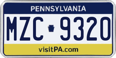 PA license plate MZC9320