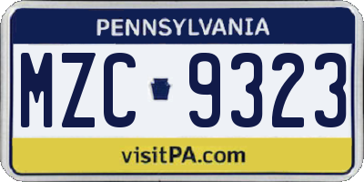 PA license plate MZC9323