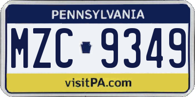 PA license plate MZC9349