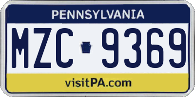 PA license plate MZC9369