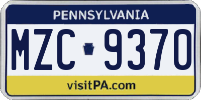 PA license plate MZC9370