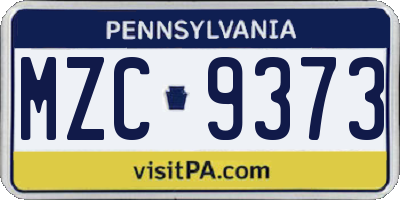 PA license plate MZC9373