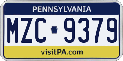 PA license plate MZC9379