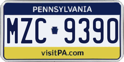 PA license plate MZC9390