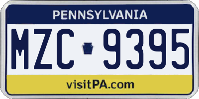 PA license plate MZC9395