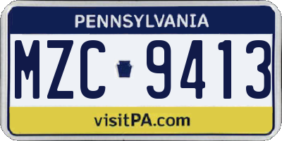 PA license plate MZC9413