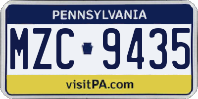 PA license plate MZC9435