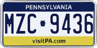 PA license plate MZC9436