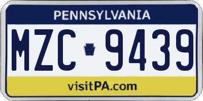 PA license plate MZC9439