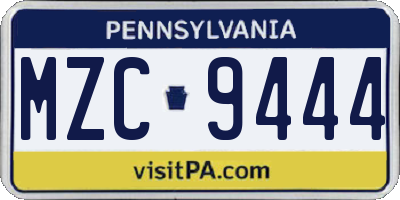 PA license plate MZC9444