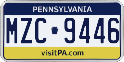 PA license plate MZC9446