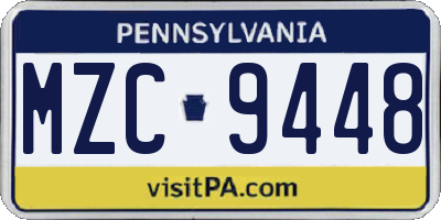 PA license plate MZC9448