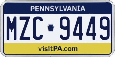 PA license plate MZC9449