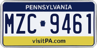PA license plate MZC9461