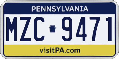 PA license plate MZC9471
